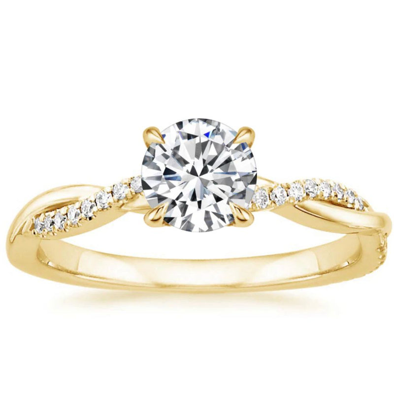 Jane - Bague Dorée Torsadée Zircon