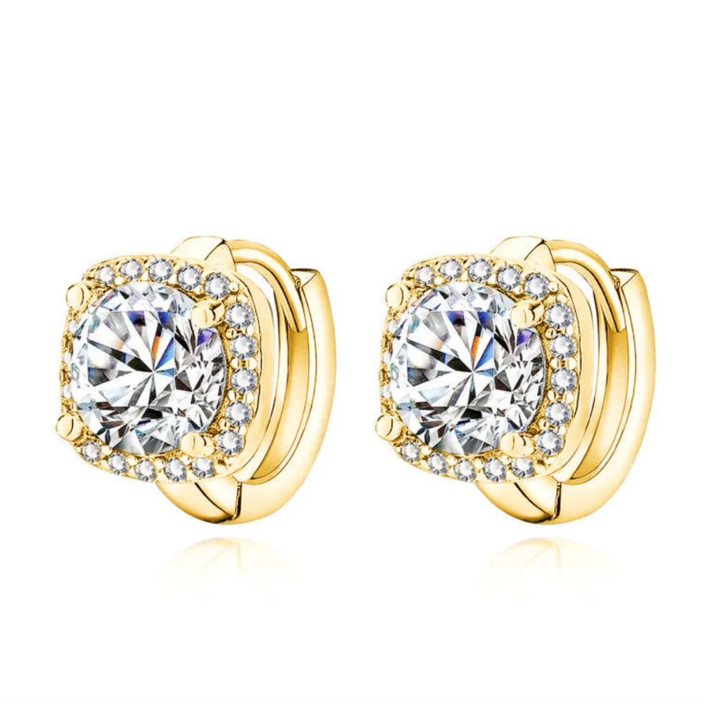 Nadine - Boucles d'Oreilles Carrées Dorées