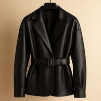 Veste en cuir ceinturée Emily