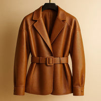 Veste en cuir ceinturée Emily