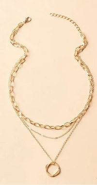 Trinidad - Collier Doré Classique Multirangs Pendentif