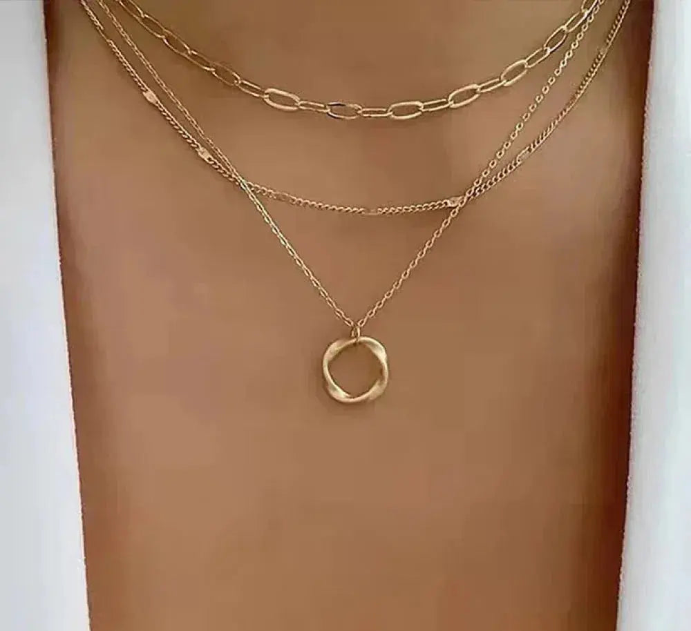 Trinidad - Collier Doré Classique Multirangs Pendentif