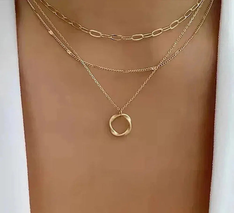 Trinidad - Collier Doré Classique Multirangs Pendentif